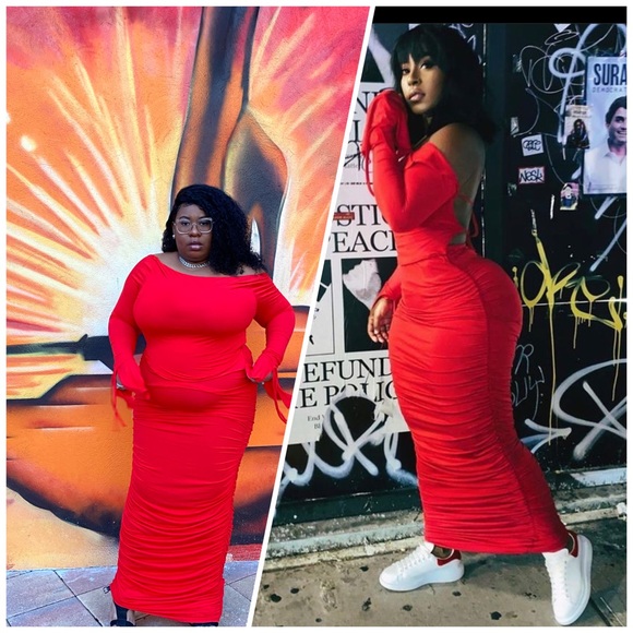 Ruched skirt and open back shirt - Picture 2 of 2